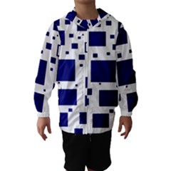 Illustrated Blue Squares Hooded Wind Breaker (kids) by Mariart