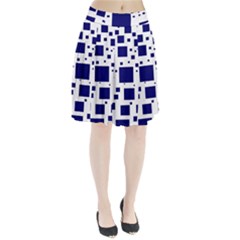 Illustrated Blue Squares Pleated Skirt by Mariart