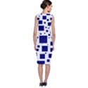 Illustrated Blue Squares Sleeveless Velvet Midi Dress View2