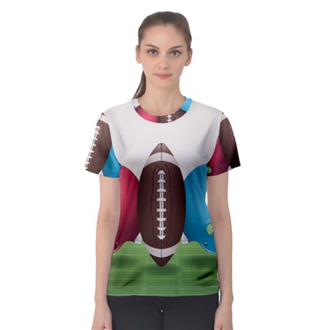 Helmet Ball Football America Sport Red Brown Blue Green Women s Sport Mesh Tee by Mariart