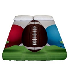 Helmet Ball Football America Sport Red Brown Blue Green Fitted Sheet (queen Size) by Mariart