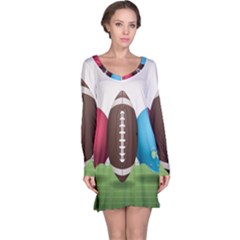 Helmet Ball Football America Sport Red Brown Blue Green Long Sleeve Nightdress by Mariart