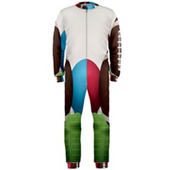 Helmet Ball Football America Sport Red Brown Blue Green Onepiece Jumpsuit (men)  by Mariart