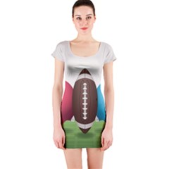 Helmet Ball Football America Sport Red Brown Blue Green Short Sleeve Bodycon Dress by Mariart