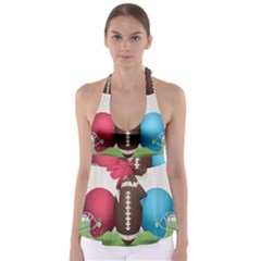 Helmet Ball Football America Sport Red Brown Blue Green Babydoll Tankini Top by Mariart