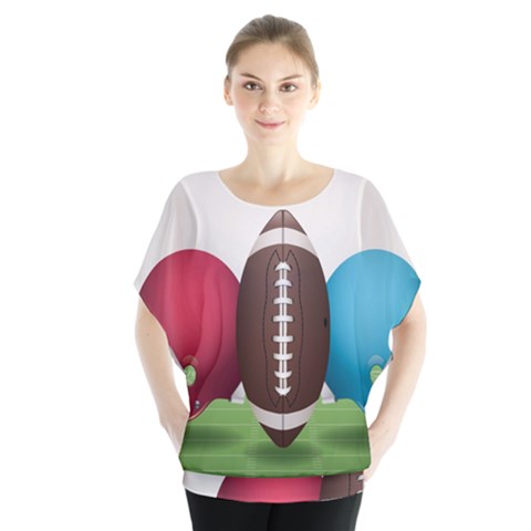 Helmet Ball Football America Sport Red Brown Blue Green Blouse by Mariart