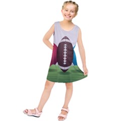 Helmet Ball Football America Sport Red Brown Blue Green Kids  Tunic Dress by Mariart