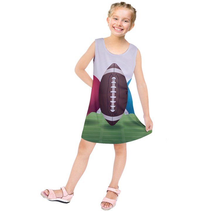 Helmet Ball Football America Sport Red Brown Blue Green Kids  Tunic Dress