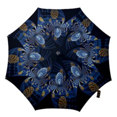 Fractal Balls Flying Ultra Space Circle Round Line Light Blue Sky Gold Hook Handle Umbrellas (small) by Mariart