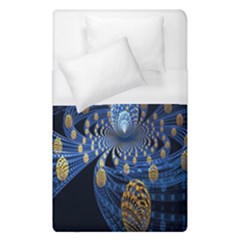 Fractal Balls Flying Ultra Space Circle Round Line Light Blue Sky Gold Duvet Cover (single Size) by Mariart