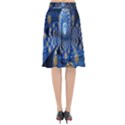 Fractal Balls Flying Ultra Space Circle Round Line Light Blue Sky Gold Flared Midi Skirt View2