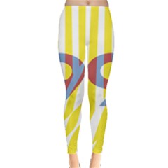 Number 9 Line Vertical Yellow Red Blue White Wae Chevron Leggings  by Mariart