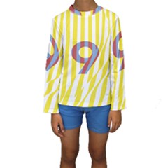 Number 9 Line Vertical Yellow Red Blue White Wae Chevron Kids  Long Sleeve Swimwear by Mariart