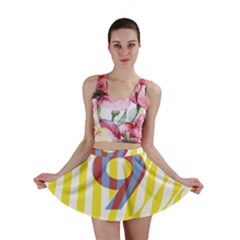 Number 9 Line Vertical Yellow Red Blue White Wae Chevron Mini Skirt by Mariart