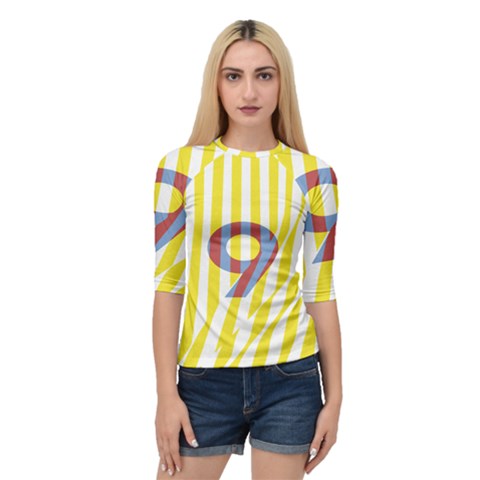 Number 9 Line Vertical Yellow Red Blue White Wae Chevron Quarter Sleeve Tee by Mariart