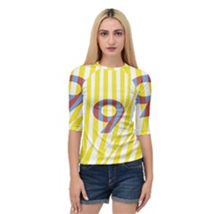 Number 9 Line Vertical Yellow Red Blue White Wae Chevron Quarter Sleeve Tee