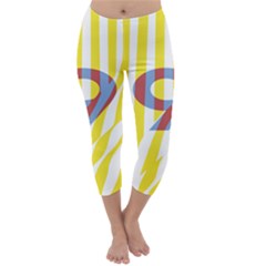 Number 9 Line Vertical Yellow Red Blue White Wae Chevron Capri Winter Leggings  by Mariart