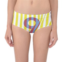 Number 9 Line Vertical Yellow Red Blue White Wae Chevron Mid-waist Bikini Bottoms by Mariart