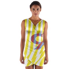 Number 9 Line Vertical Yellow Red Blue White Wae Chevron Wrap Front Bodycon Dress by Mariart