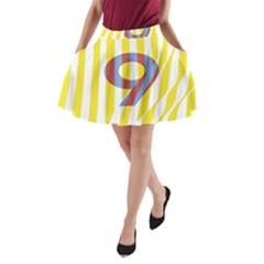 Number 9 Line Vertical Yellow Red Blue White Wae Chevron A-line Pocket Skirt by Mariart