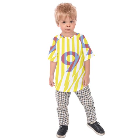 Number 9 Line Vertical Yellow Red Blue White Wae Chevron Kids  Raglan Tee by Mariart