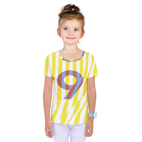 Number 9 Line Vertical Yellow Red Blue White Wae Chevron Kids  One Piece Tee by Mariart