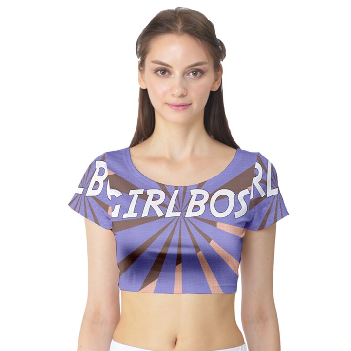 Girlboss Light Line Wave Chevron Short Sleeve Crop Top (Tight Fit)