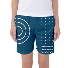 Parachute Water Blue Waves Circle White Women s Basketball Shorts