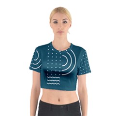 Parachute Water Blue Waves Circle White Cotton Crop Top by Mariart