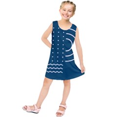 Parachute Water Blue Waves Circle White Kids  Tunic Dress by Mariart