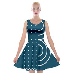 Parachute Water Blue Waves Circle White Velvet Skater Dress by Mariart