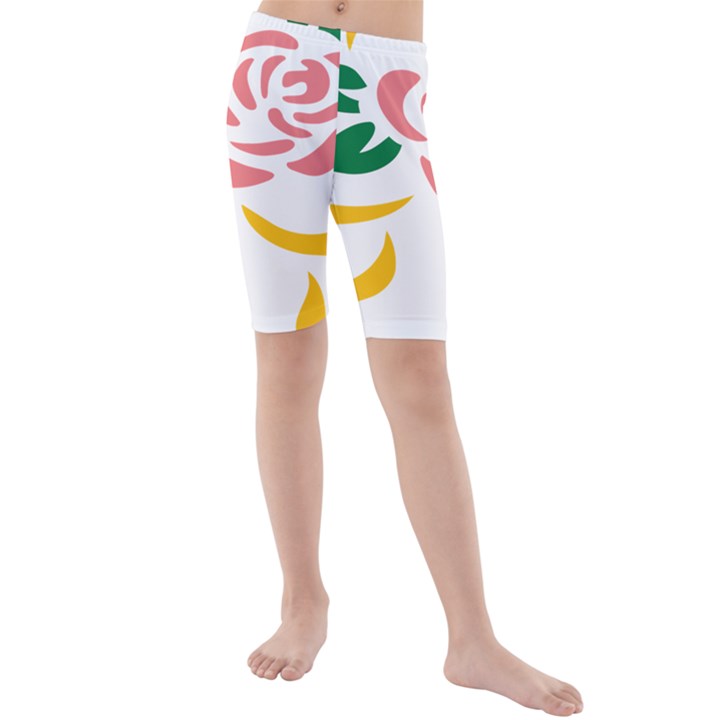 Pink Rose Ribbon Bouquet Green Yellow Flower Floral Kids  Mid Length Swim Shorts