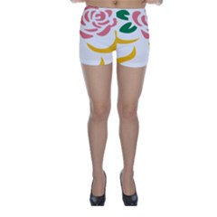 Pink Rose Ribbon Bouquet Green Yellow Flower Floral Skinny Shorts by Mariart