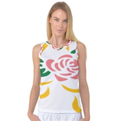 Pink Rose Ribbon Bouquet Green Yellow Flower Floral Women s Basketball Tank Top by Mariart