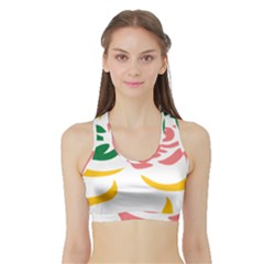 Pink Rose Ribbon Bouquet Green Yellow Flower Floral Sports Bra With Border by Mariart