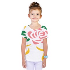 Pink Rose Ribbon Bouquet Green Yellow Flower Floral Kids  One Piece Tee