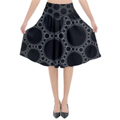 Plane Circle Round Black Hole Space Flared Midi Skirt