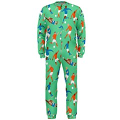 Players Football Playing Sports Dribbling Kicking Goalkeepers Onepiece Jumpsuit (men)  by Mariart