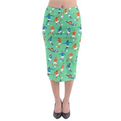 Players Football Playing Sports Dribbling Kicking Goalkeepers Midi Pencil Skirt by Mariart