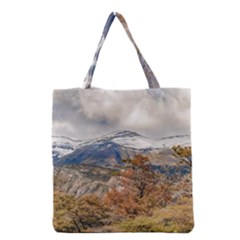 Forest And Snowy Mountains, Patagonia, Argentina Grocery Tote Bag by dflcprints