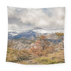 Forest And Snowy Mountains, Patagonia, Argentina Square Tapestry (large) by dflcprints