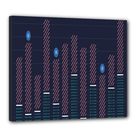 Plaid Line Circle Polka Green Red Blue Canvas 24  X 20 