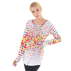 Random Sized Cube Multiple Plaid Color Rainbow Women s Tie Up Tee