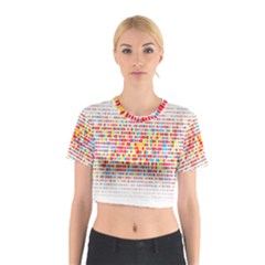 Random Sized Cube Multiple Plaid Color Rainbow Cotton Crop Top by Mariart