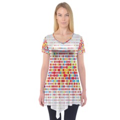 Random Sized Cube Multiple Plaid Color Rainbow Short Sleeve Tunic  by Mariart