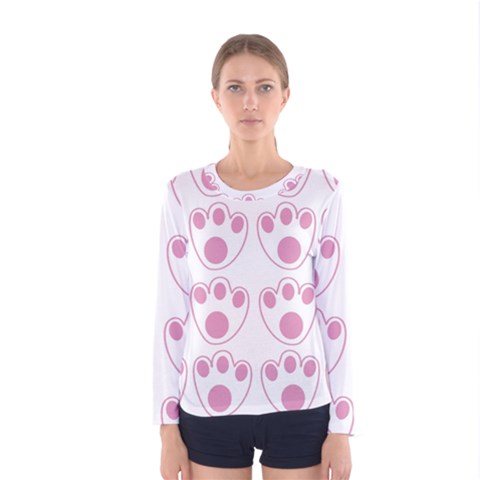 Rabbit Feet Paw Pink Foot Animals Women s Long Sleeve Tee by Mariart