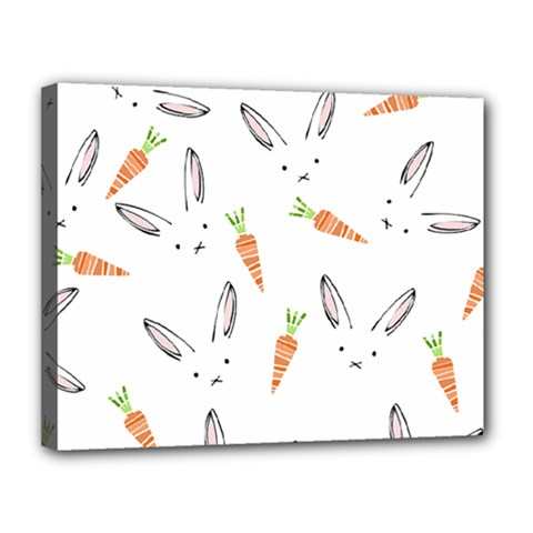 Rabbit Carrot Pattern Weft Step Face Canvas 14  X 11  by Mariart