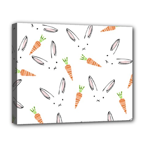 Rabbit Carrot Pattern Weft Step Face Deluxe Canvas 20  X 16  