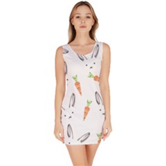 Rabbit Carrot Pattern Weft Step Face Sleeveless Bodycon Dress by Mariart