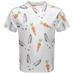 Rabbit Carrot Pattern Weft Step Face Men s Cotton Tee by Mariart